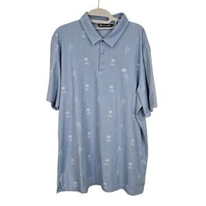 Men's Travis Mathew Blue Tropical Theme Golf Polo | Size XXL